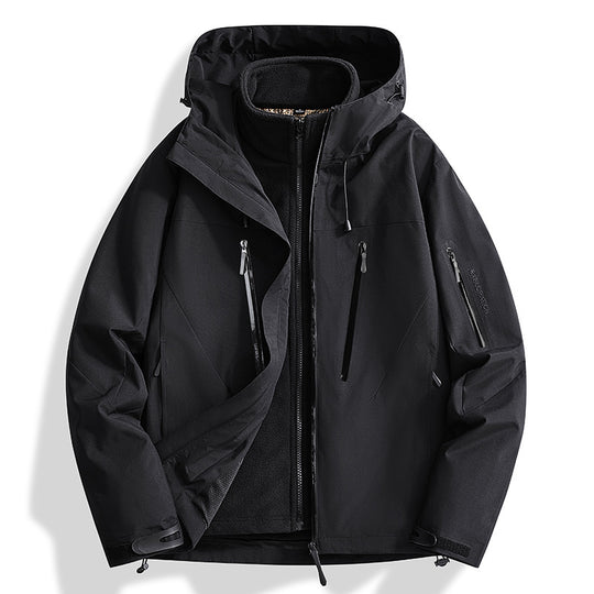 Herren Zwei-in-Eins Softshell-Outdoorjacke mit abnehmbarer Fleece-Innenjacke und wasserdichten Reißverschlüssen Shop Nory