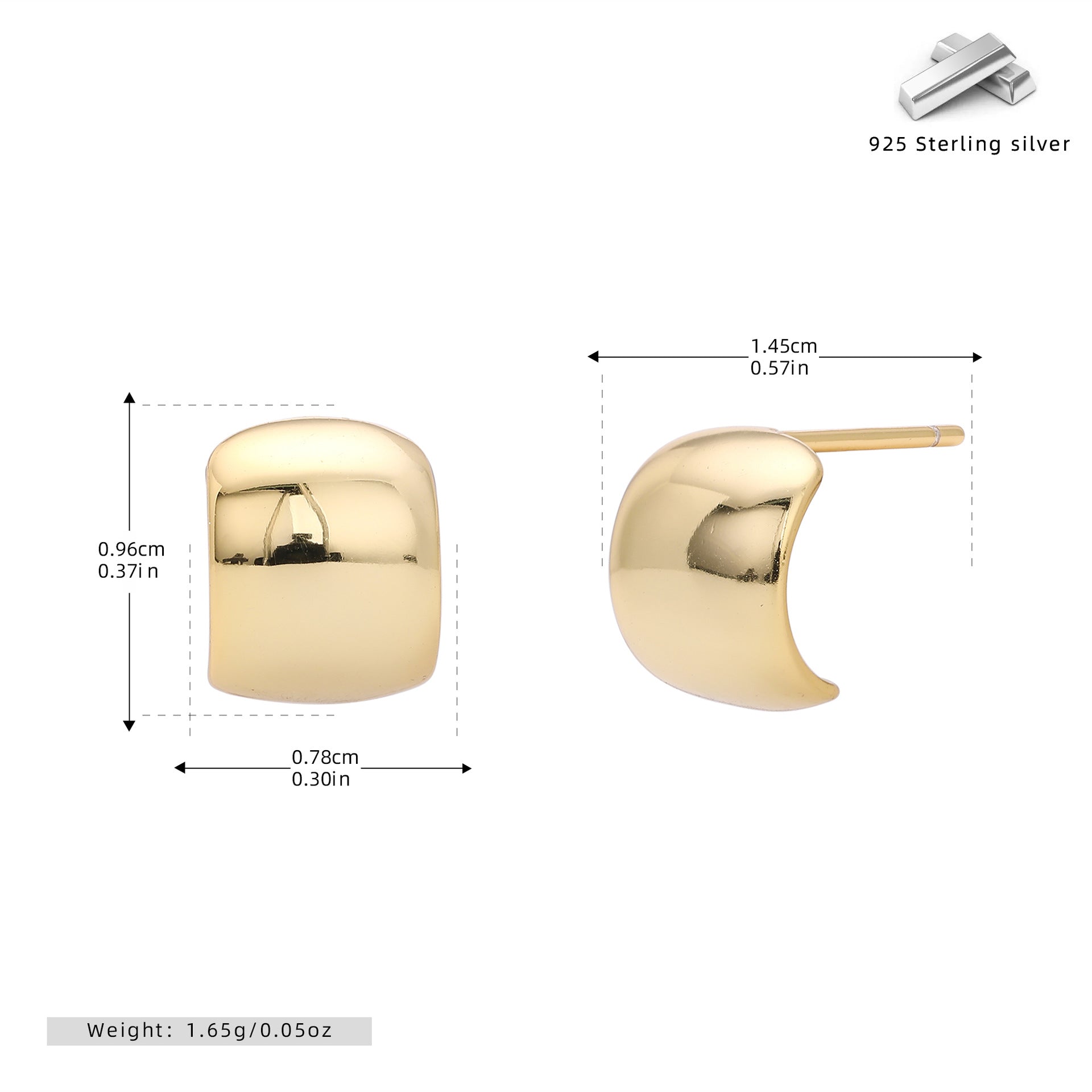 Damen Ohrstecker mit modernem, geschwungenem Design aus 925 Sterling Silber Shop Nory