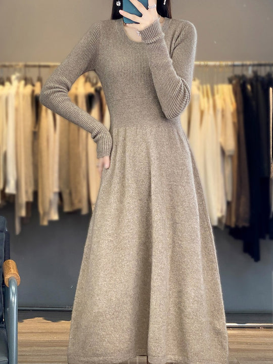 Damen Langärmeliges Midikleid aus Feinstrick mit taillierter A‑Linien‑Silhouette Shop Nory