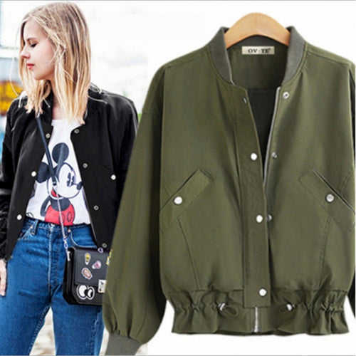 Damen Oversize Bomberjacke mit Tunnelzugbund, Druckknopfleiste und aufgesetzten Taschen Shop Nory