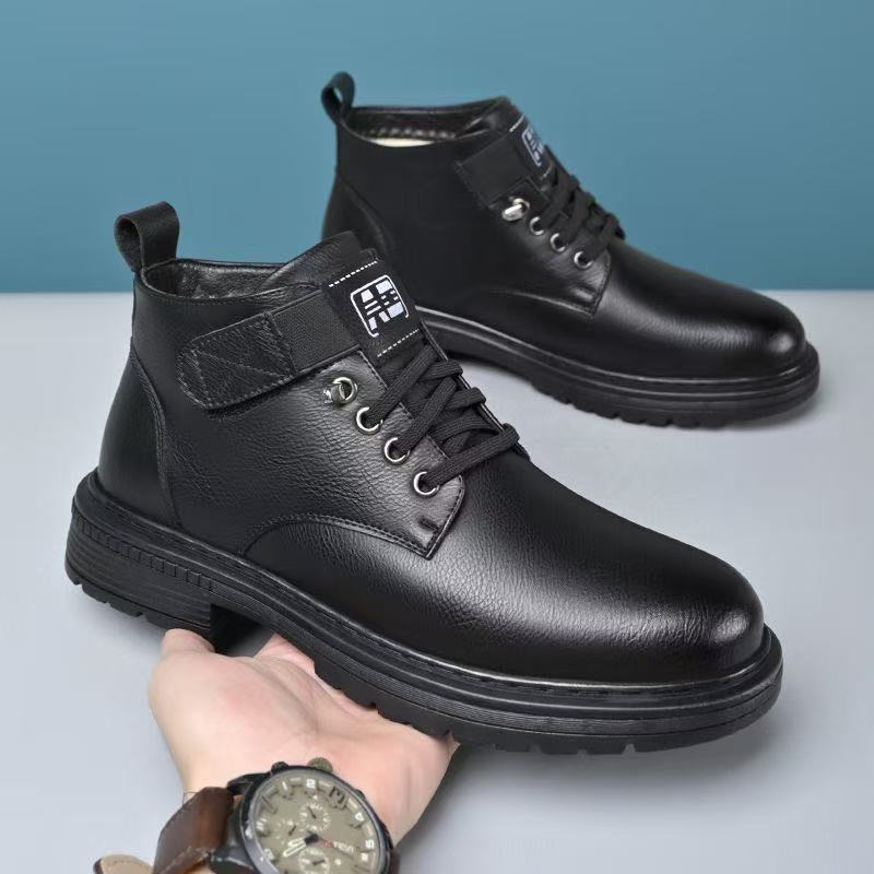 Herren Thermisch gefütterte knöchelhohe Lederimitat-Stiefel mit rutschfester Profilsohle Shop Nory