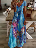 Damen Maxikleid mit buntem Schmetterlingsdruck Shopnory