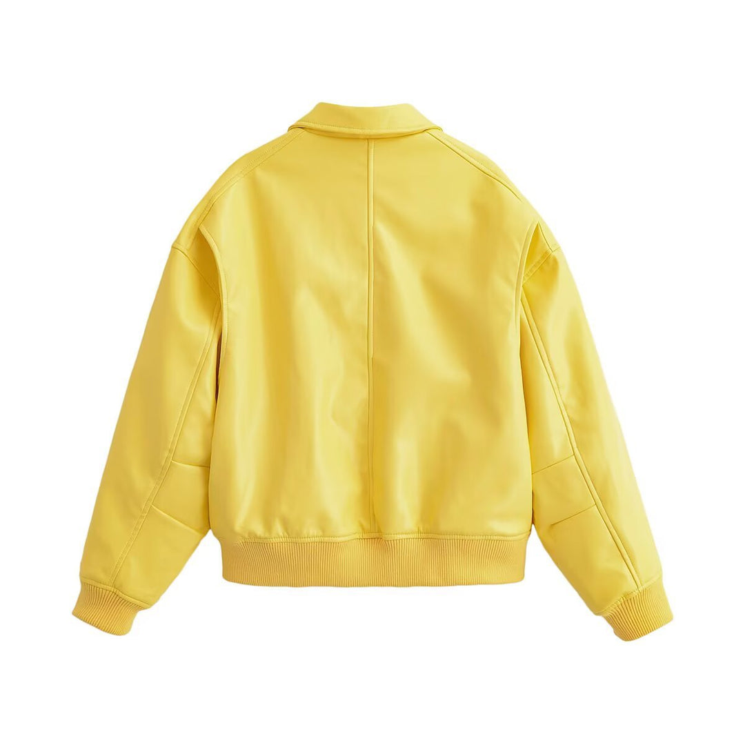 Damen Oversized Bomberjacke mit Reißverschluss, geripptem Saum und Pattentaschen Shop Nory