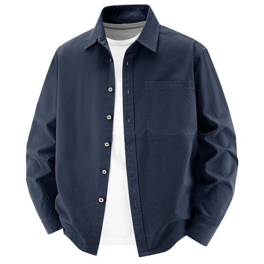 Herren lockere Overshirt-Jacke aus Baumwollmix mit Brusttasche und durchgehender Knopfleiste Shop Nory