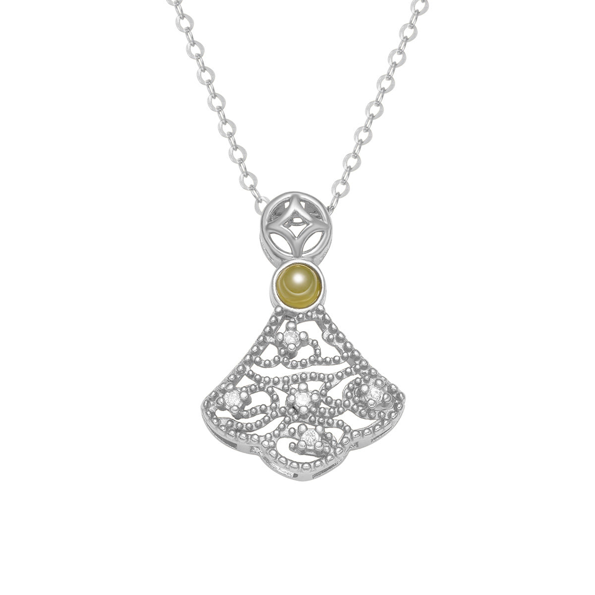Damen filigrane Halskette mit kunstvollem Anhänger aus goldfarbenem Metall und Zirkonia-Verzierungen Shop Nory