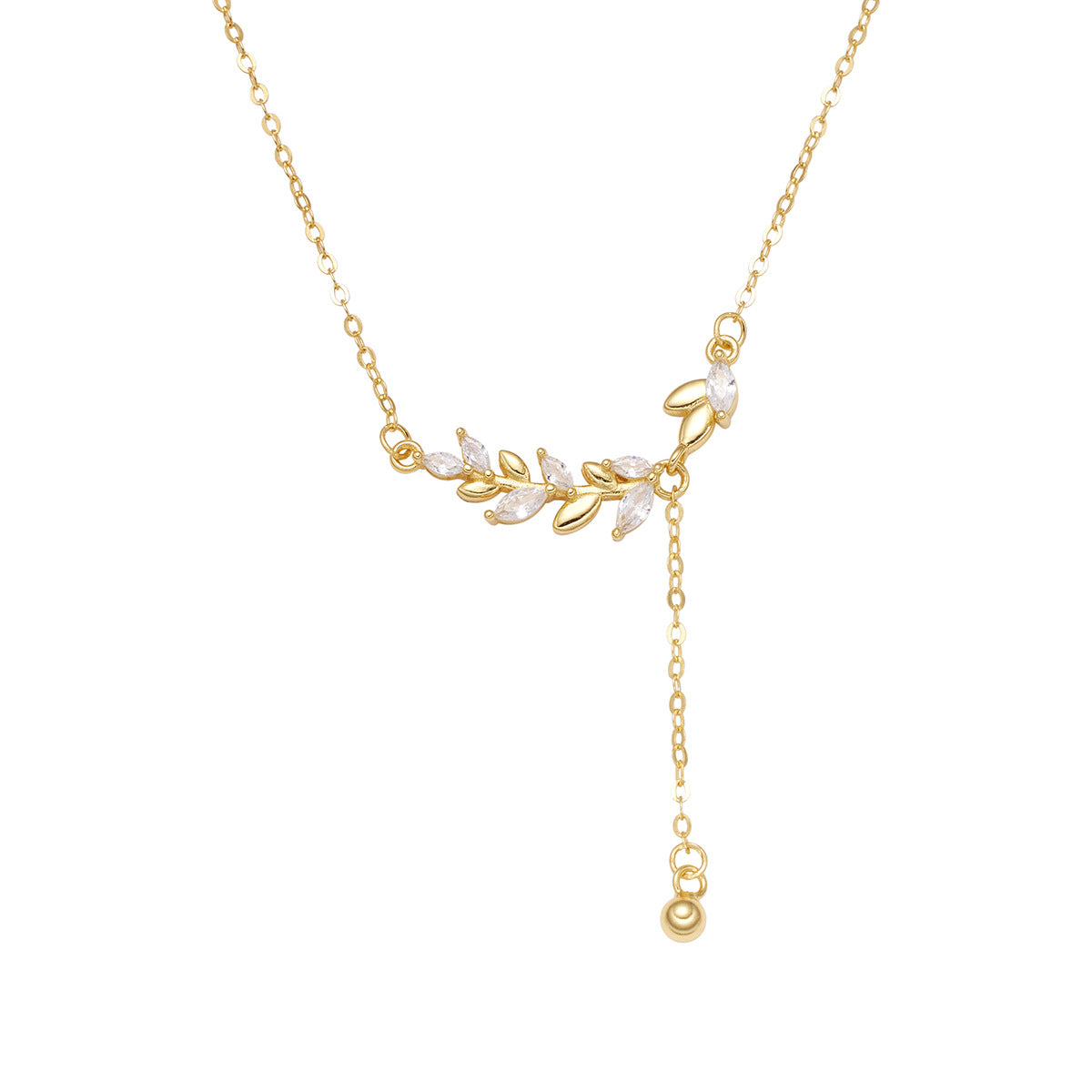 Damen elegante Halskette mit filigranem Blattdesign Shop Nory