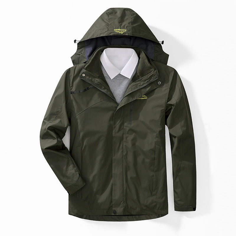 Herren zweilagige wasserdichte Outdoorjacke mit Fleecekragen und Kapuze Shop Nory