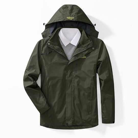 Herren zweilagige wasserdichte Outdoorjacke mit Fleecekragen und Kapuze Shop Nory