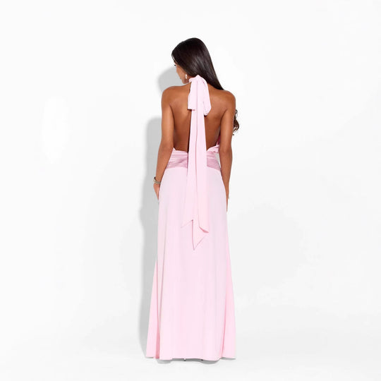 Damen Elegantes Maxikleid mit hochgeschlossenem Design und fließendem Fall