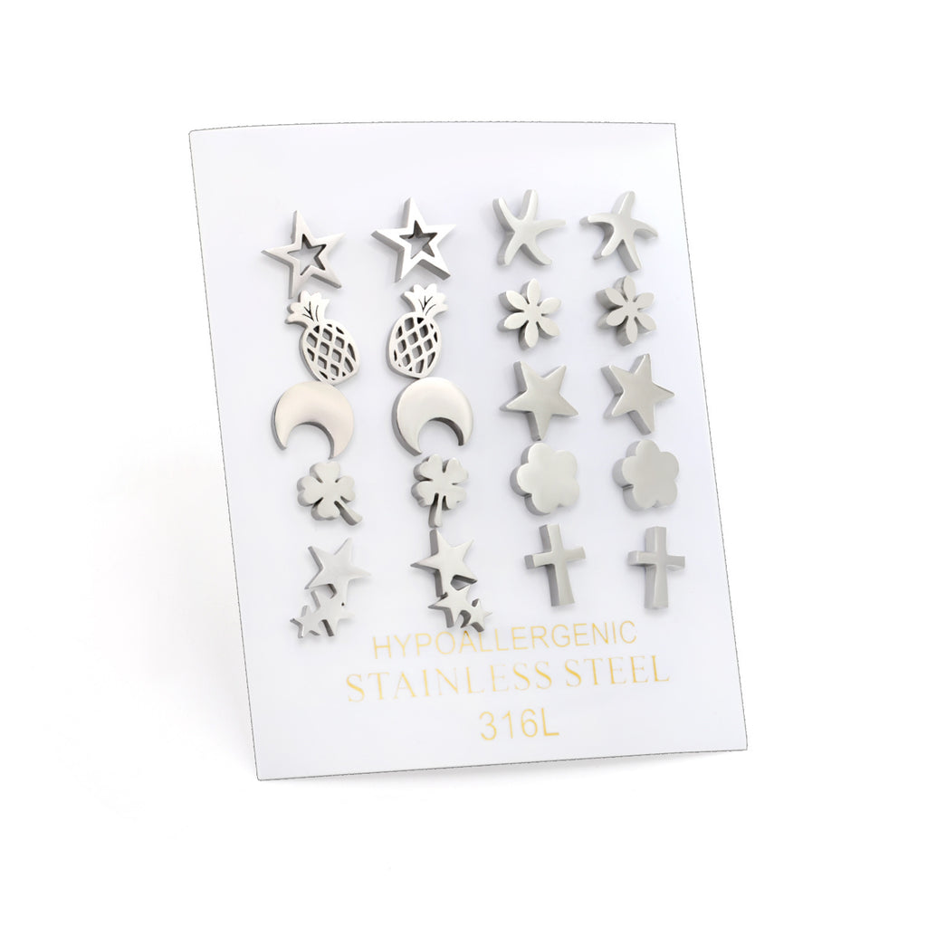 Damen hypoallergene Edelstahl Ohrstecker Set Shop Nory