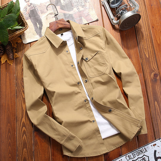 Herren Canvas-Overshirt im Worker‑Look mit Brustpattentasche und Western‑Nahtführung Shop Nory