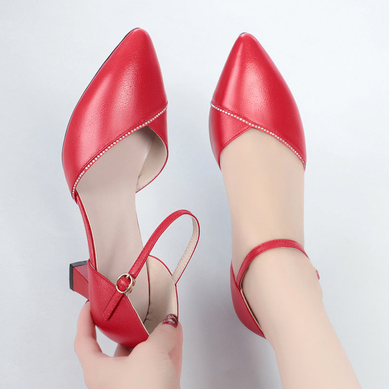 Damen schicke Pumps mit elegantem Riemen und komfortablem Blockabsatz