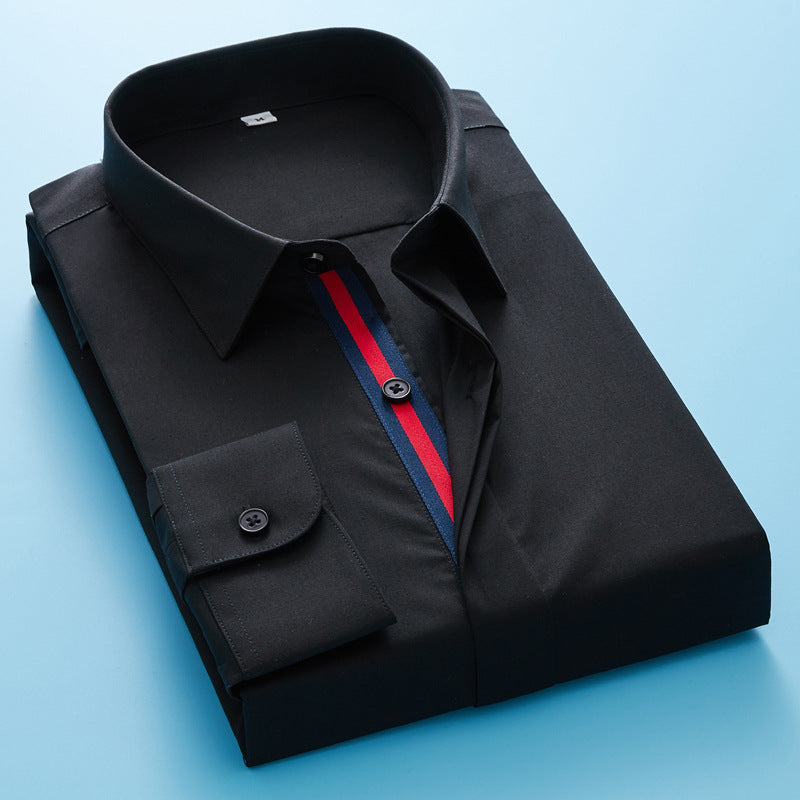 Herren tailliertes Businesshemd mit Kentkragen und kontrastiertem Knopfleistenband Shop Nory