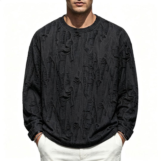Herren Oversize-Sweatshirt mit ausgefranstem Look und strukturierter Rippoptik Shop Nory