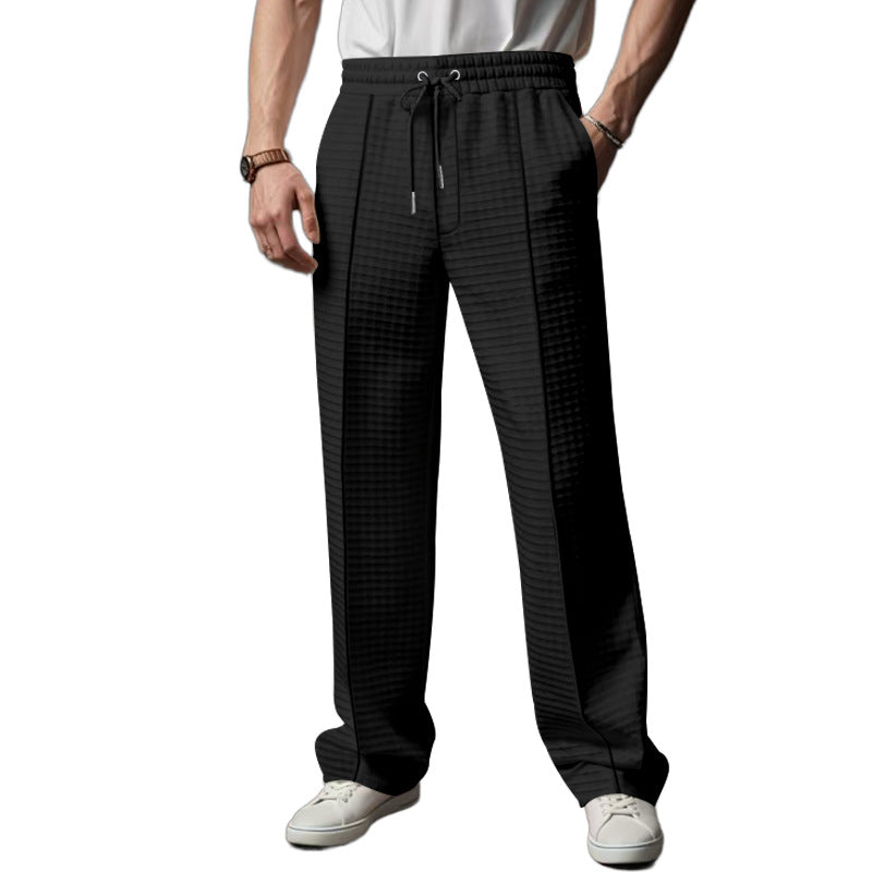 Herren Relaxed-Fit Freizeit-Hose mit strukturierter Karooptik, elastischem Bund & Kordelzug Shop Nory