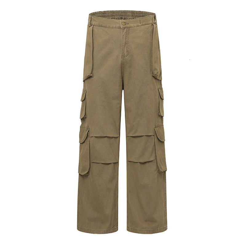 Damen Weite Cargo-Hose mit Multi-Taschen und hoher Taille Shop Nory