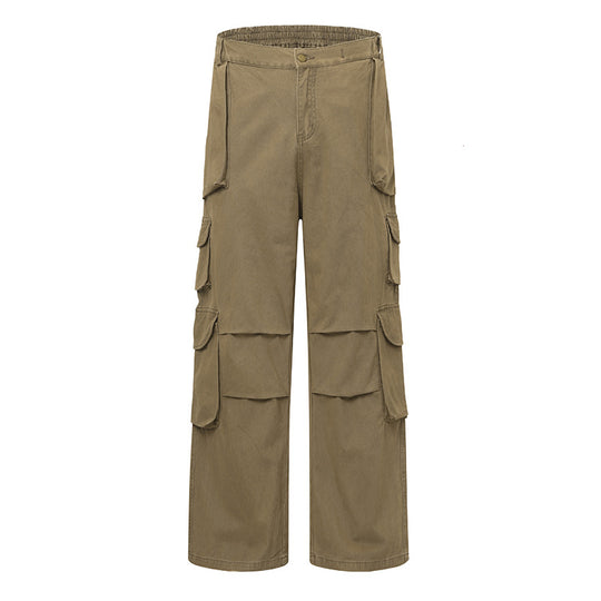 Damen Weite Cargo-Hose mit Multi-Taschen und hoher Taille Shop Nory