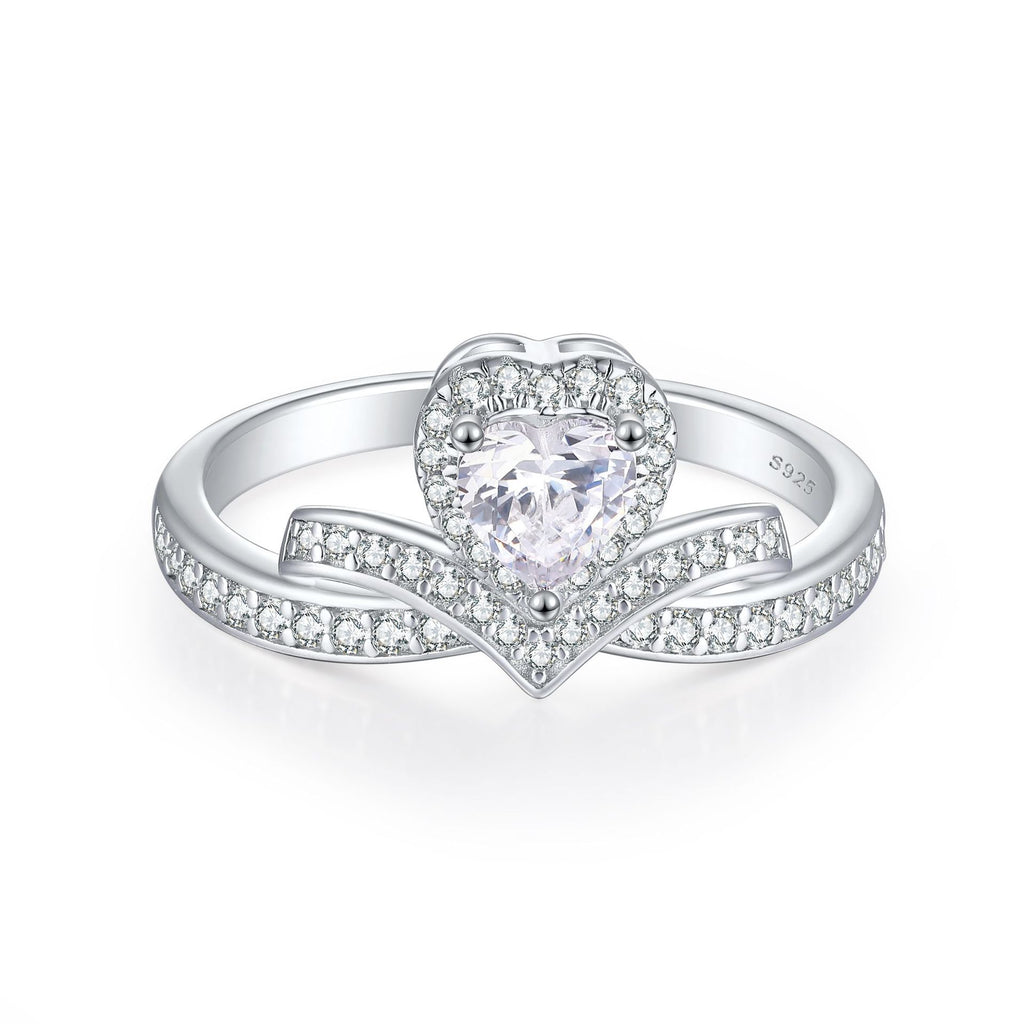 Damen Krone Ring mit funkelnden Zirkonia-Steinen Shop Nory