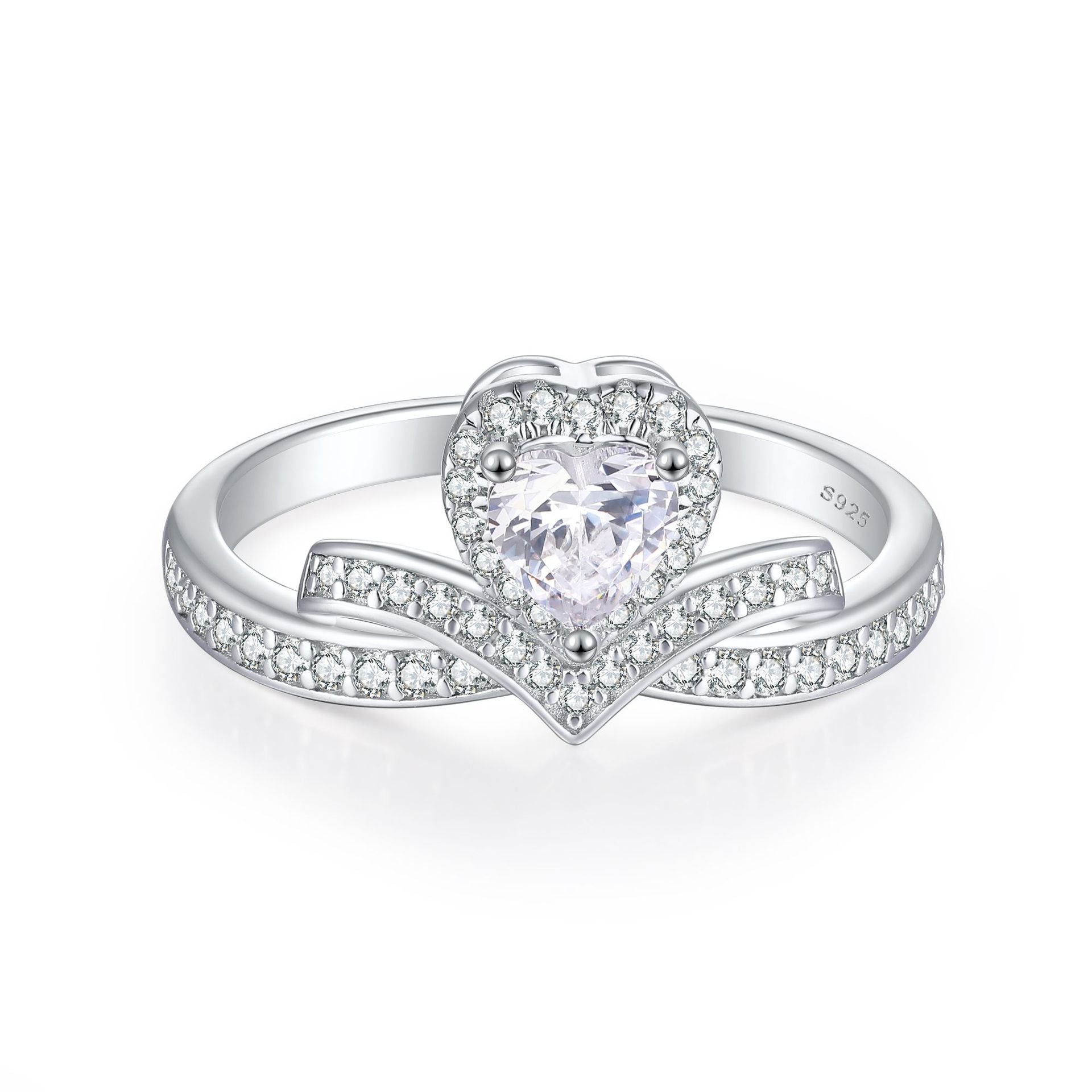 Damen Krone Ring mit funkelnden Zirkonia-Steinen Shop Nory