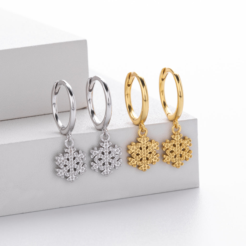 Damen Ohrhänger mit filigranem Schneeflocken-Design aus 925 Sterling Silber Shop Nory