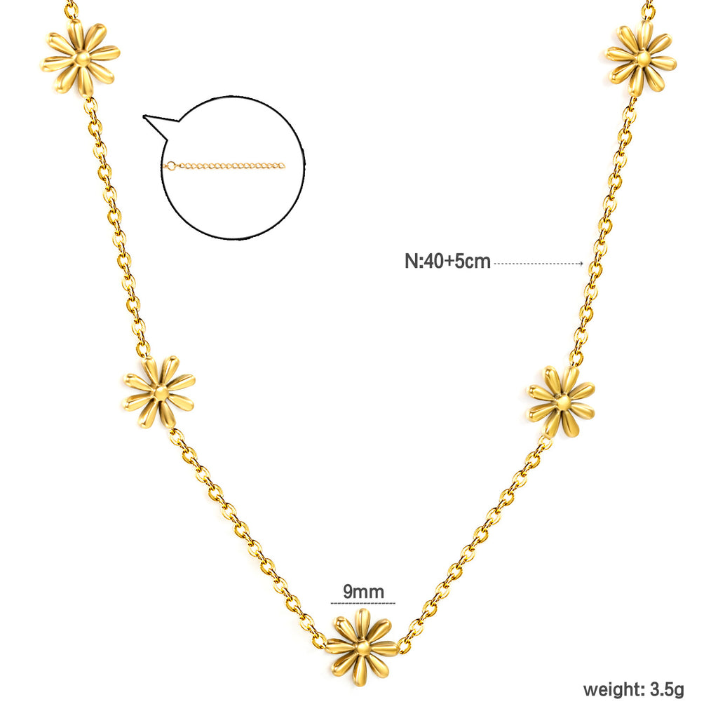 Damen elegante Halskette mit Blumenmotiven und hochwertiger Gliederstruktur Shop Nory