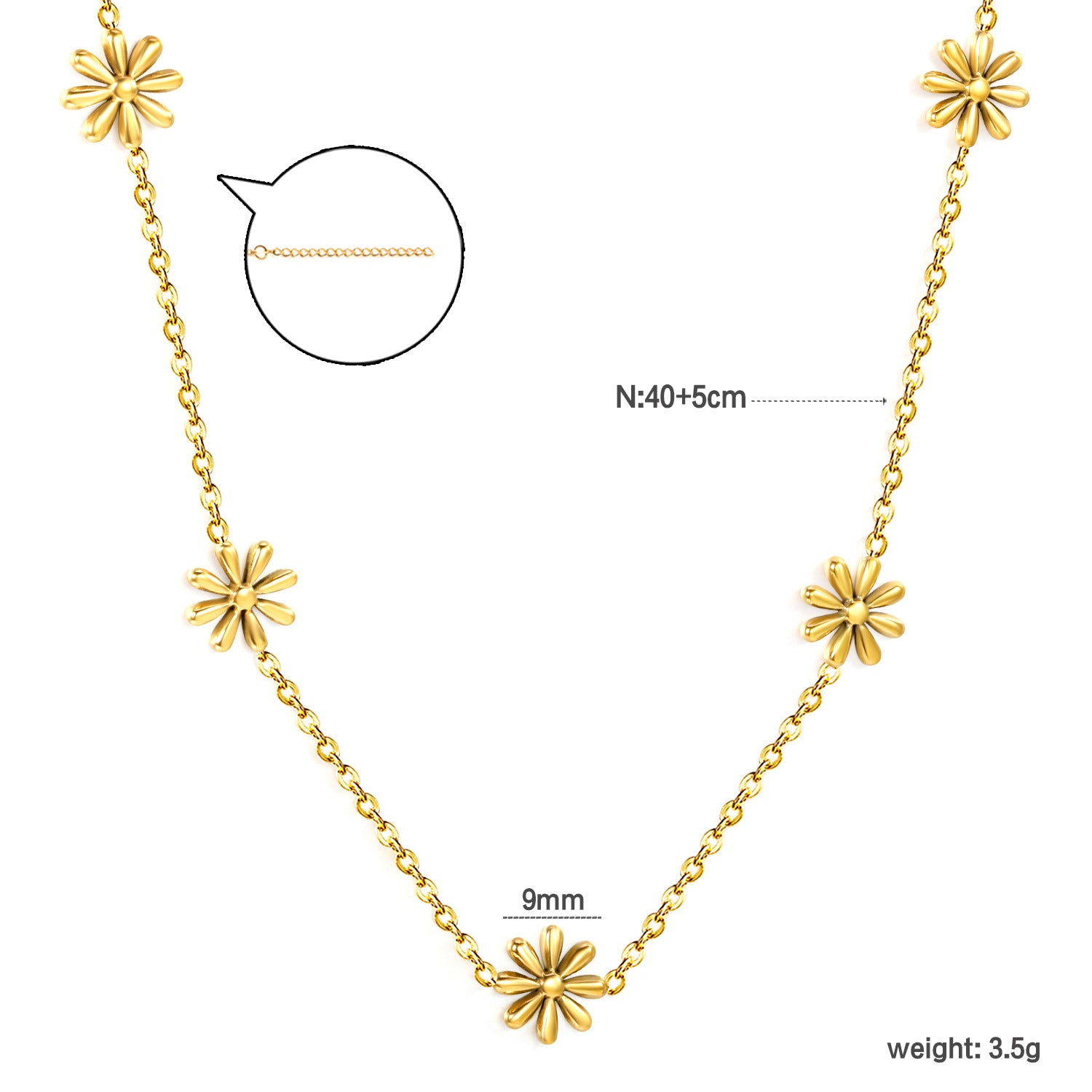 Damen elegante Halskette mit Blumenmotiven und hochwertiger Gliederstruktur Shop Nory