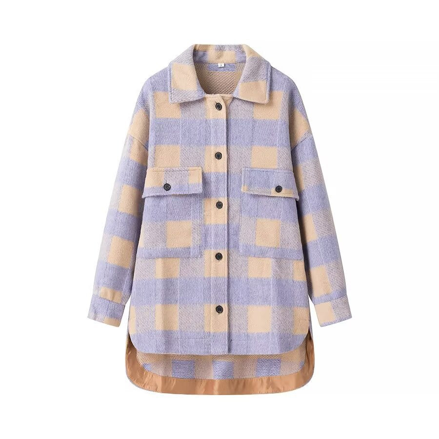 Damen Oversize-Karo‑Teddyjacke mit verlängertem Rückenteil und aufgesetzten Brusttaschen Shop Nory