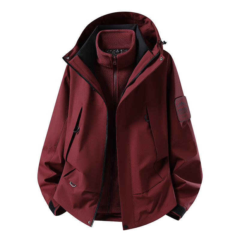 Unisex wasserfeste zweilagige Softshell-Regenjacke mit herausnehmbarem Fleecefutter und Kapuze Shop Nory