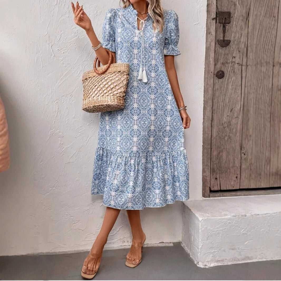 Damen Sommerliches Tunika-Kleid mit eleganten Schnüroptionen Shopnory