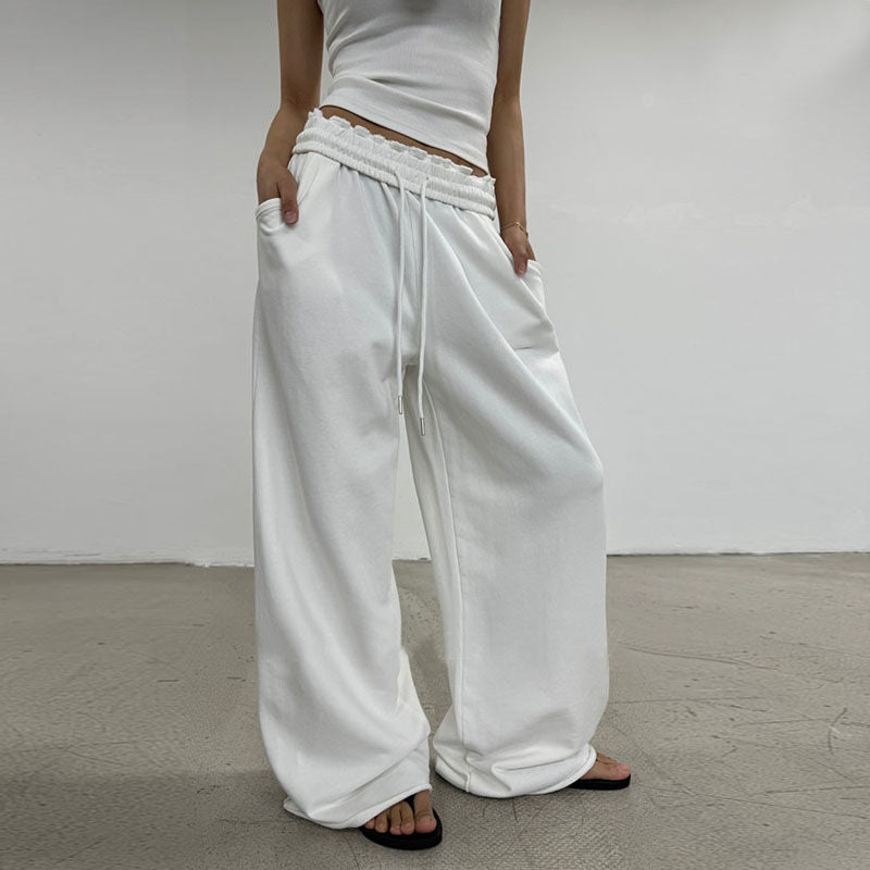 Damen nan weite High-Waist Loungehose mit gerafftem Bund und Kordelzug Shop Nory
