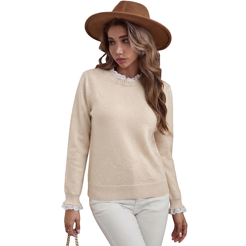 Damen Eleganter Pullover mit Spitzendetails Shop Nory