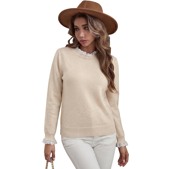 Damen Eleganter Pullover mit Spitzendetails Shop Nory