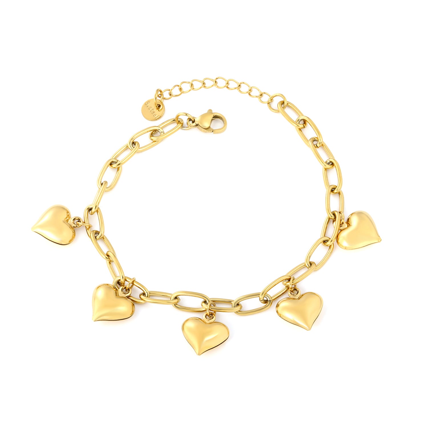 Damen Armband mit herzförmigen Anhängern und elegantem Gliederdesign Shop Nory