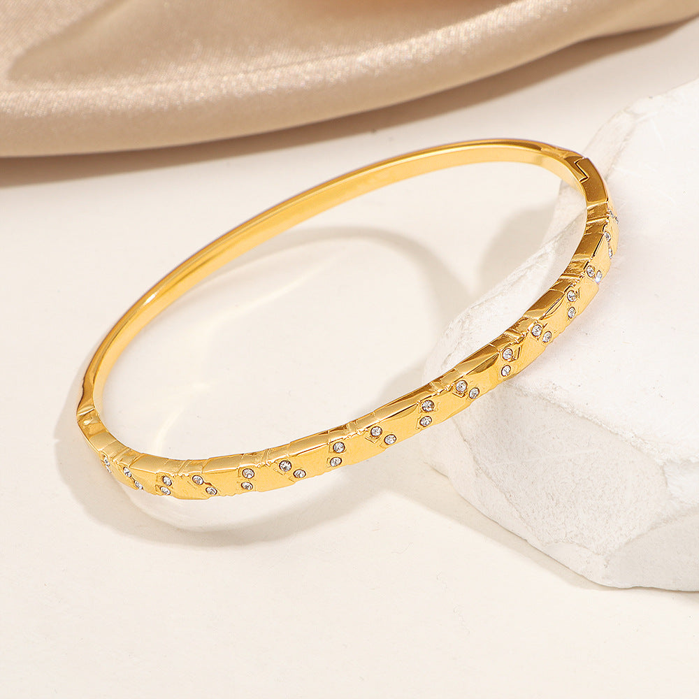 Damen Kristallverzierte Gold Armreif Bracelet Shop Nory
