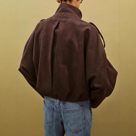 Damen Modische Wildlederjacke mit großen Taschen