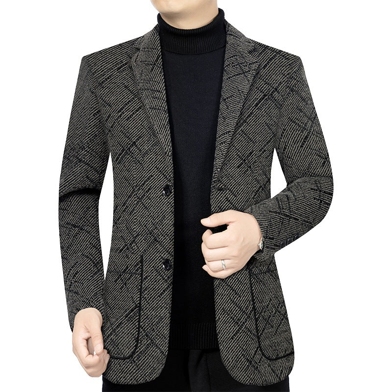 Herren Kariertes Sakko mit wärmendem Kunstfellfutter und schmaler Silhouette Shop Nory