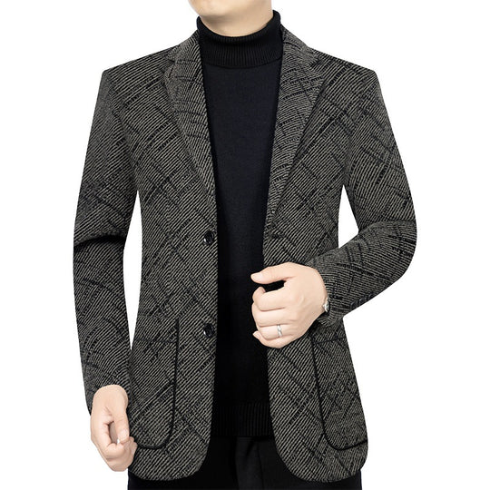 Herren Kariertes Sakko mit wärmendem Kunstfellfutter und schmaler Silhouette Shop Nory