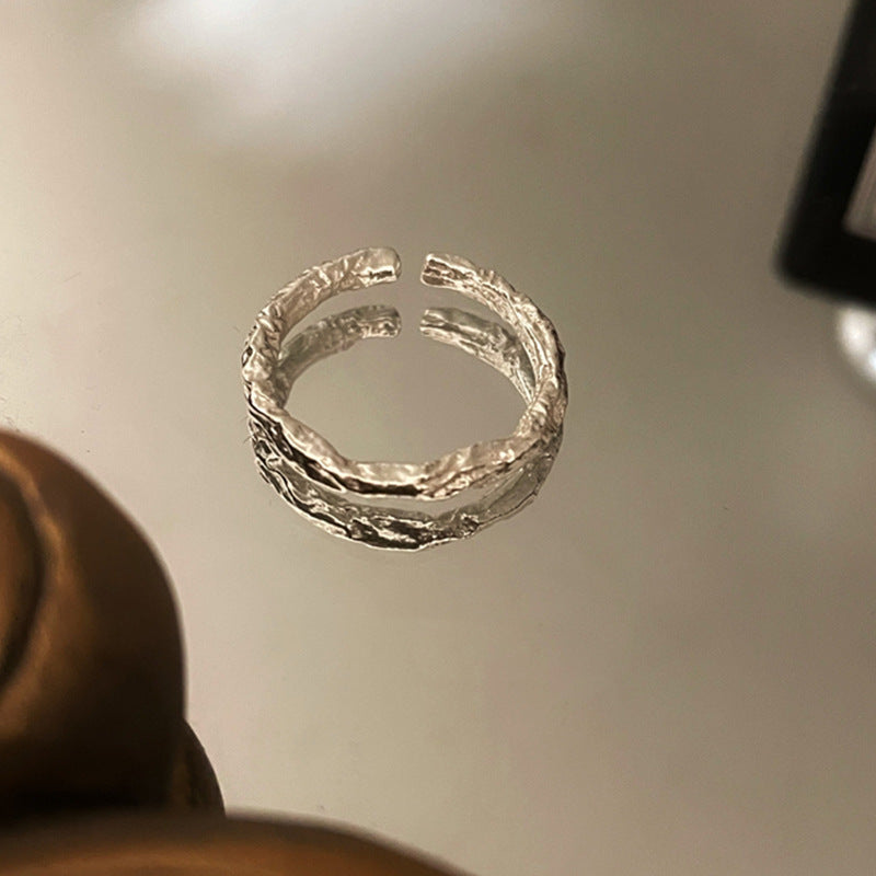 Damen Offener Ring mit strukturiertem Oberflächendesign Shop Nory
