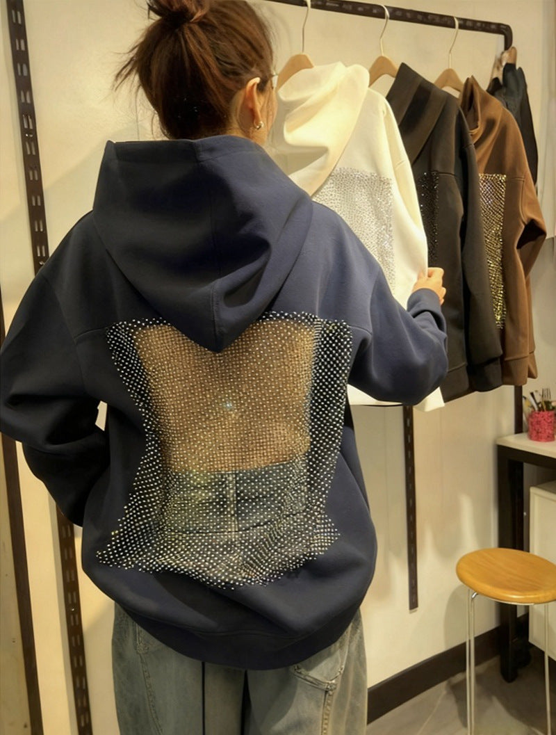 Damen Hoodie mit glitzerndem Mesh-Rückenapplikation Shop Nory