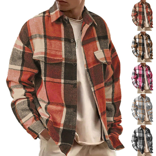 Herren nan weite Karo-Hemdenjacke aus weichem Flanell mit aufgesetzten Brusttaschen