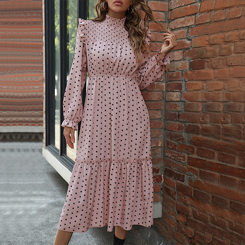Damen Midikleid mit Smokkragen, Rüschen‑Details, Taillen‑Gummizug und Stufenrock Shop Nory