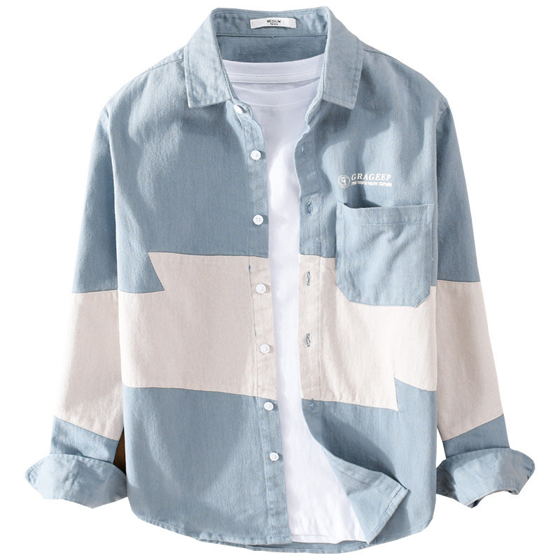 Herren Farbblock-Overshirt aus Baumwollmix mit Brusttasche und Relaxed-Fit Shop Nory