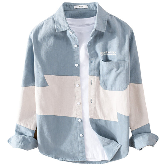 Herren Farbblock-Overshirt aus Baumwollmix mit Brusttasche und Relaxed-Fit Shop Nory