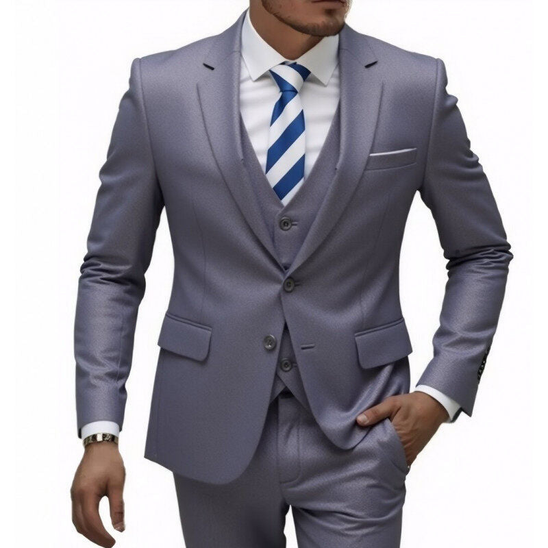 Herren nan dreiteiliges Slim-Fit Anzugset mit Weste, schmalem Revers und taillierter Silhouette