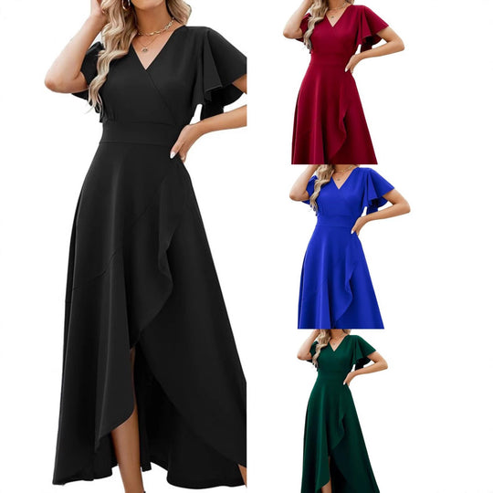 Damen Elegantes Maxikleid mit fließendem Rock und Rüschendetails
