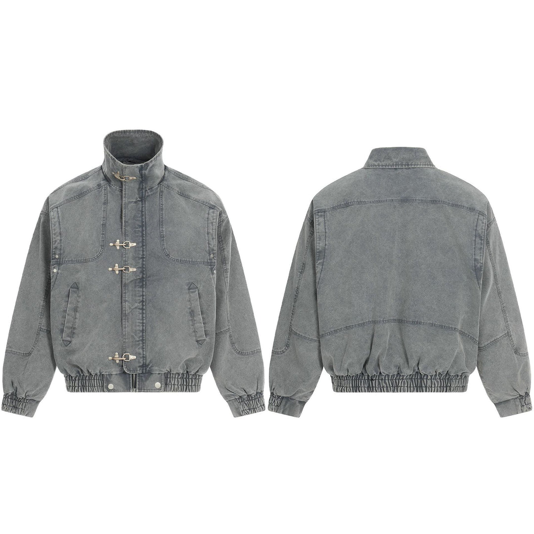Herren Kurz geschnittener Canvas-Denim Field‑Blouson mit Knebelverschlüssen und hohem Stehkragen Shop Nory