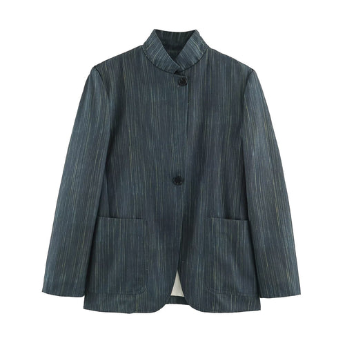 Damen Lang geschnittener Blazer mit Stehkragen und aufgesetzten Taschen Shop Nory
