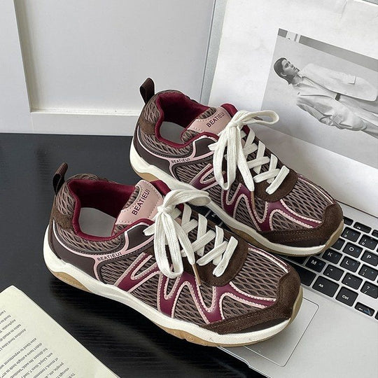 Damen Atmungsaktive Retro-Running-Sneaker mit Mesh-Obermaterial und Gumsohle Shop Nory