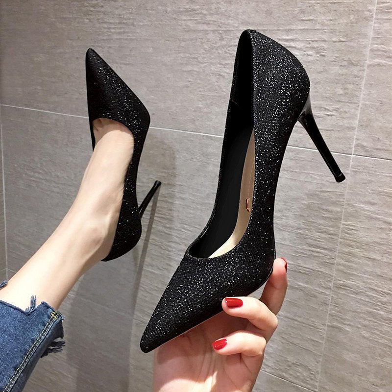 Damen Glamouröse spitze Stiletto-Pumps mit Glitzeroberfläche und ergonomischer Komfortinnensohle Shop Nory