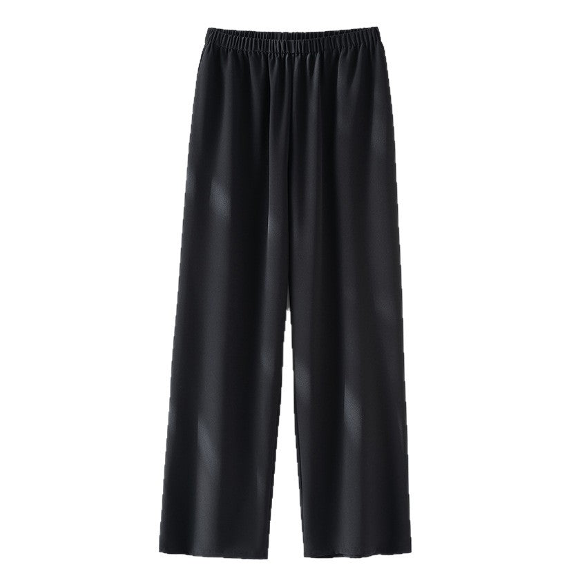 Damen Weite Satin-Hose mit Elastikbund und fließender Palazzo-Silhouette Shop Nory